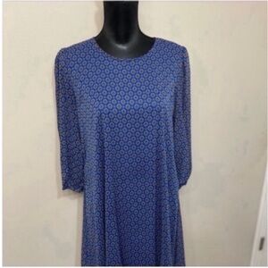 Calvin Klein Women’s Blue Printed 3/4 Sleeve Swing Mini Dress Size 8